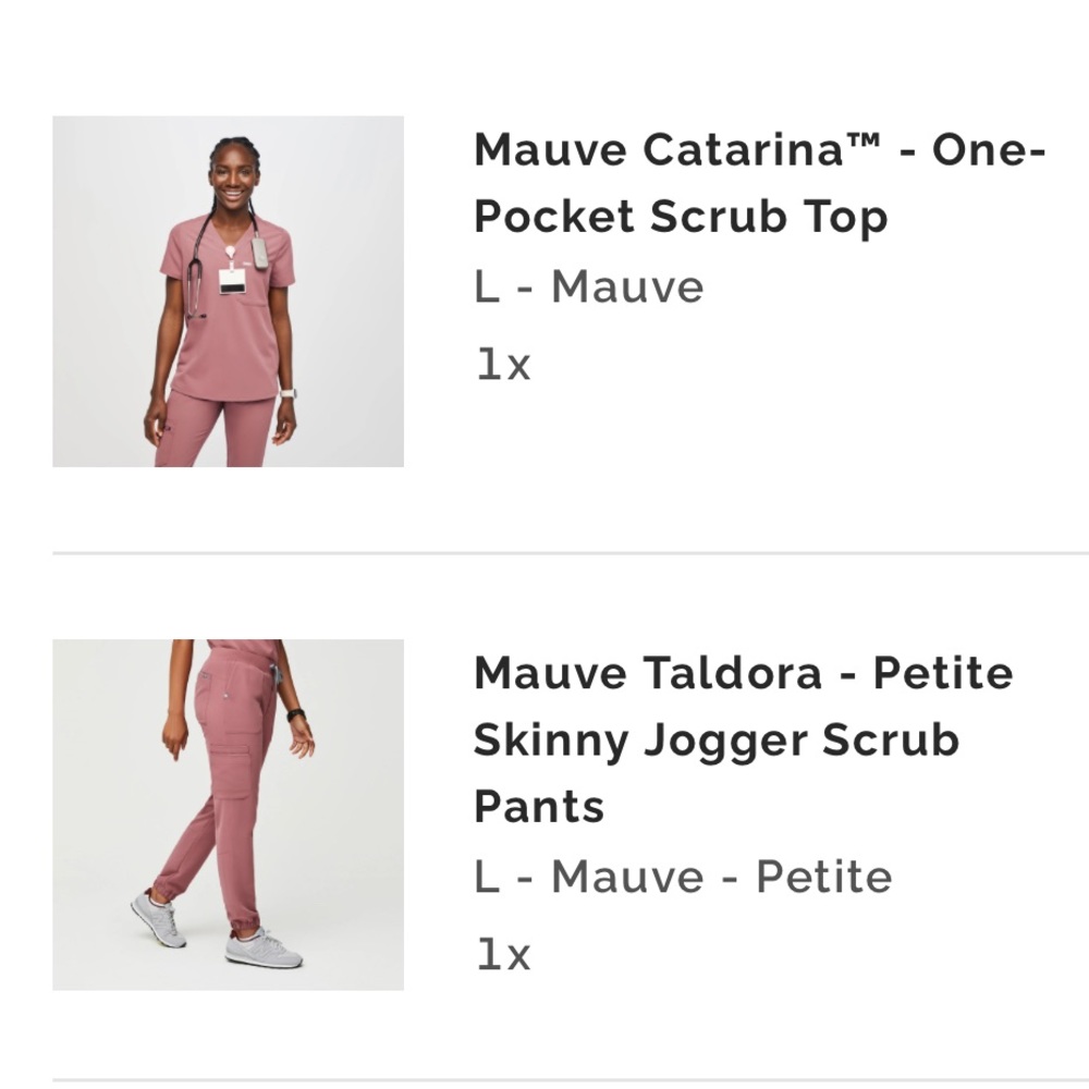 Figs Mauve Scrub Set - Top and Pants